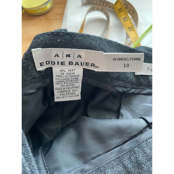 AKA Eddie Bauer charcoal wool pants Full Trouser lined vintage high waisted 14 - Picture 7 of 9